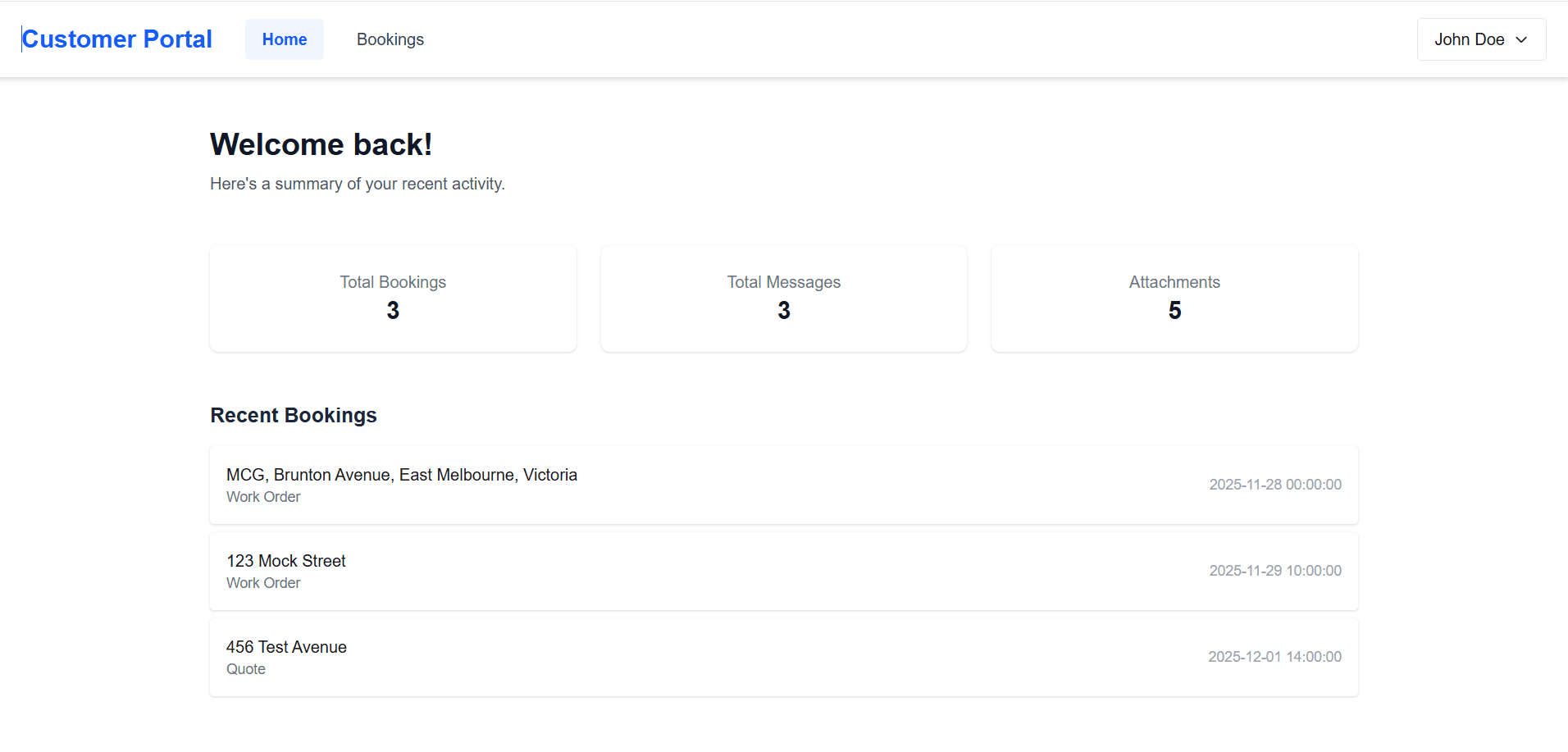 Customer Portal MVP screenshot
