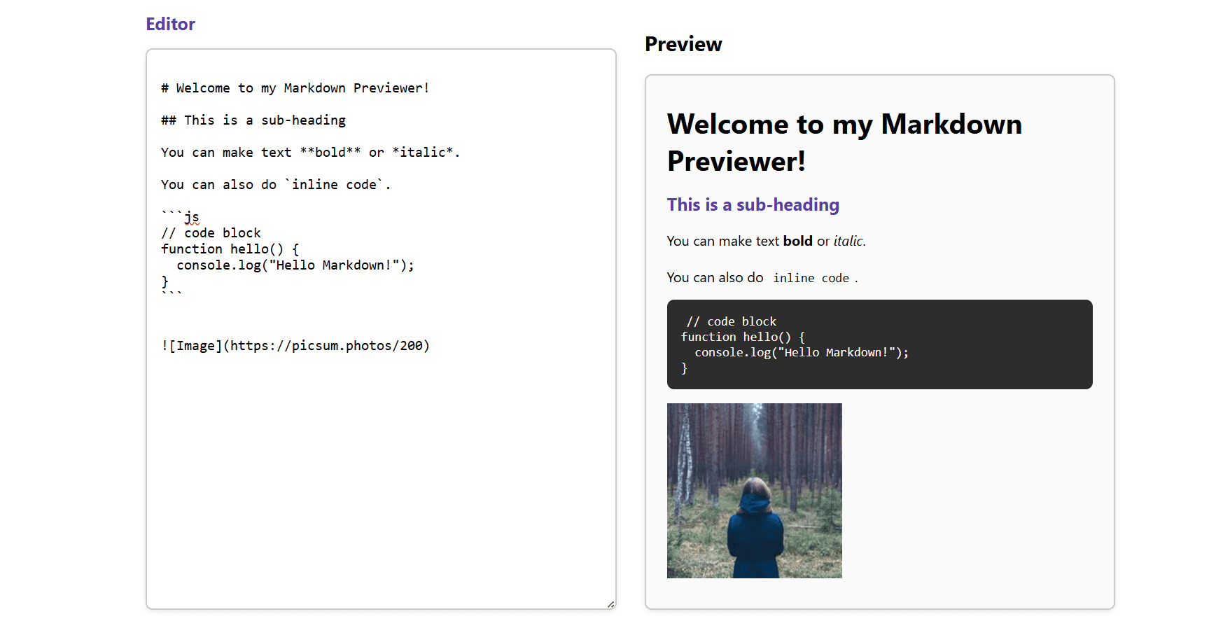 Markdown Previewer screenshot