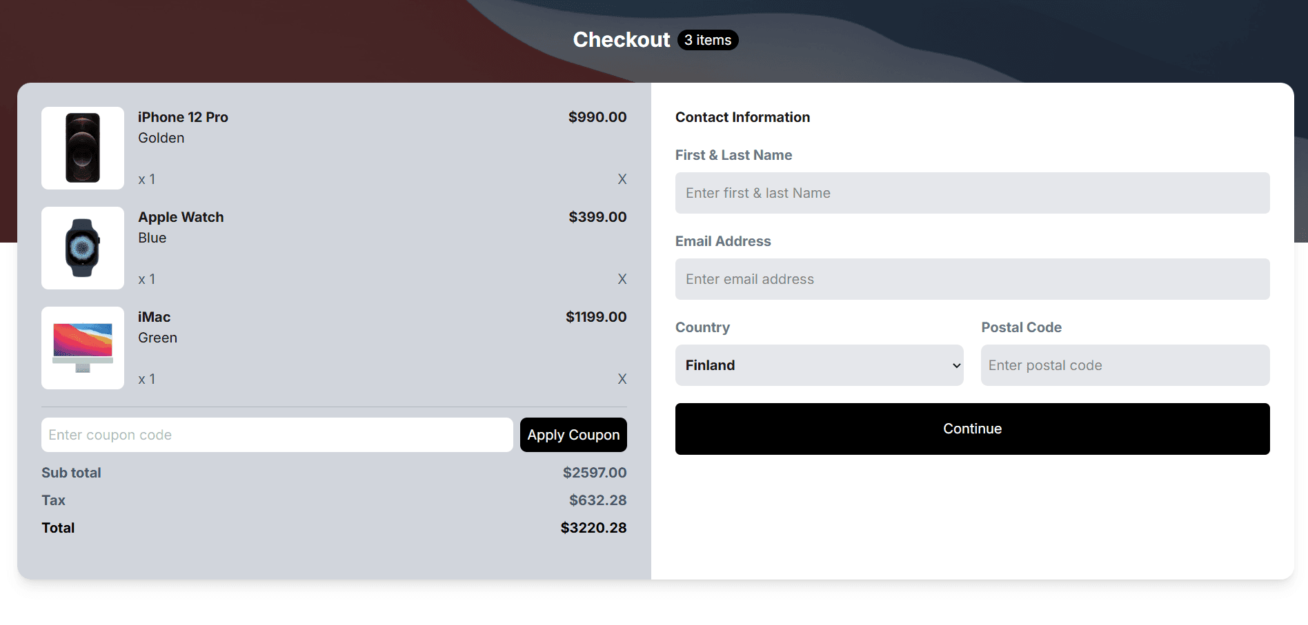 Shop-Checkout screenshot